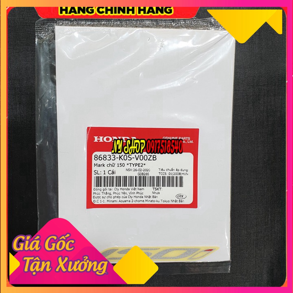 Tem chữ 150i Honda SH 2020 - Sh 2021 - SH 2022 CHÍNH HÃNG MÃ K0S  Hàng Honda Chính Hãng (Ảnh Sp thật)