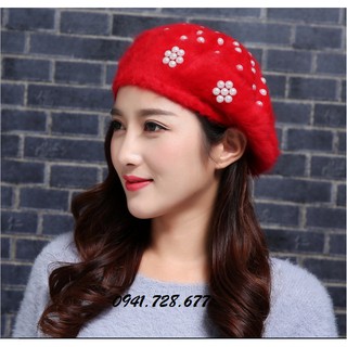 Mũ nồi bánh tiêu lông thỏ đính hạt nam nữ