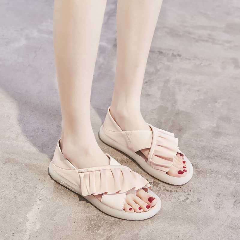 Xăng đan Quai Chéo Xếp Ly Thiết Kế Xinh Xắn Cho Nữ