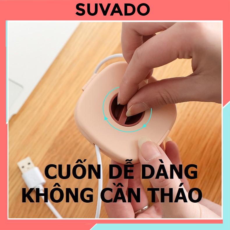 Hộp Đựng Cuốn Tai Nghe Dây Cáp SẠC RY227 Dụng Cụ Thu Gọn Dây Sạc kiêm Giá đỡ Điện Thoại Xem Phim SUVADO
