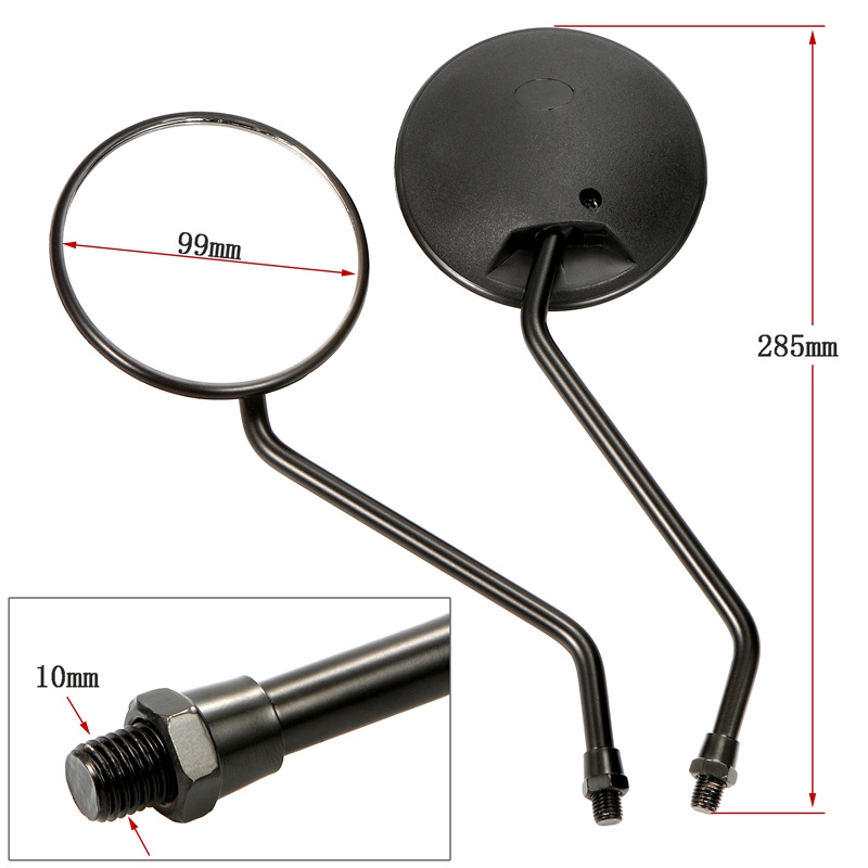 Xe Máy CNC Chrome Đen Tròn Gương Chiếu Hậu Bên Tay Cầm Thanh Cuối Gương 10 Mm Cho Xe Honda Suzuki Yamaha Kawasaki