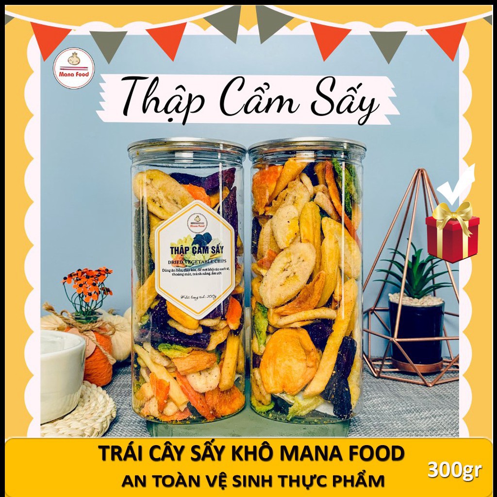 Trái Cây Sấy Khô Thập Cẩm Mana Food 300g - Hoa Quả Sấy ManaFood ATVSTP Khoai Môn Vàng Tím, Cà Rốt. Khổ Qua, Mít, Chuối