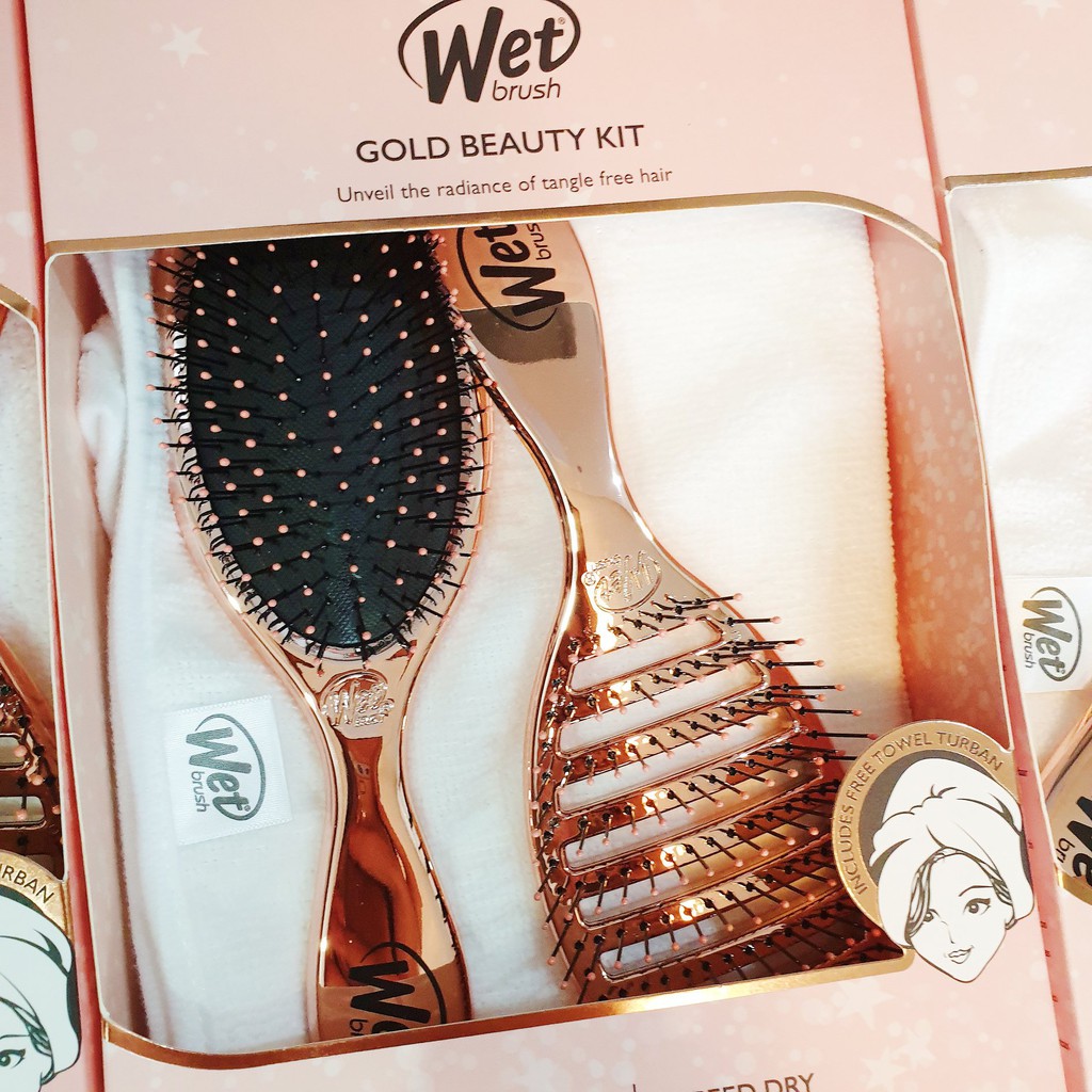 Set lược Wet brush Gold beauty Kit