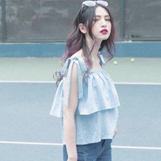 Áo đỏ vai bẹt