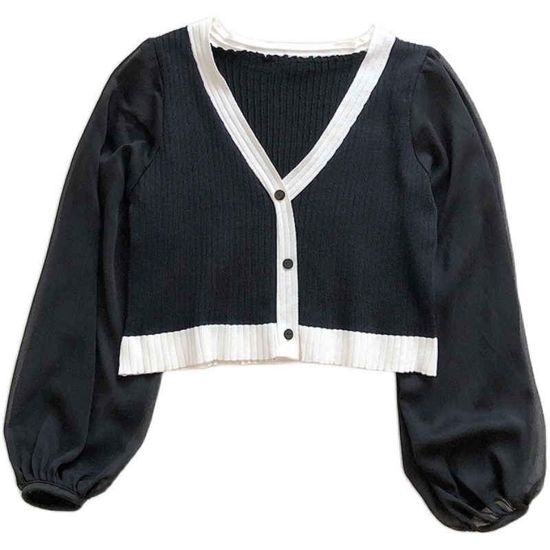 Áo Cardigan Nữ Cổ Chữ V Thời Trang Hàn Quốc Dài Tay Dệt Kim Top