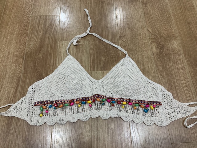 [SẴN] Bikini len móc set 3 món màu trắng ngà | BigBuy360 - bigbuy360.vn