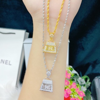 Dây chuyền xoắn mặt túi xách mạ vàng + bạch kim