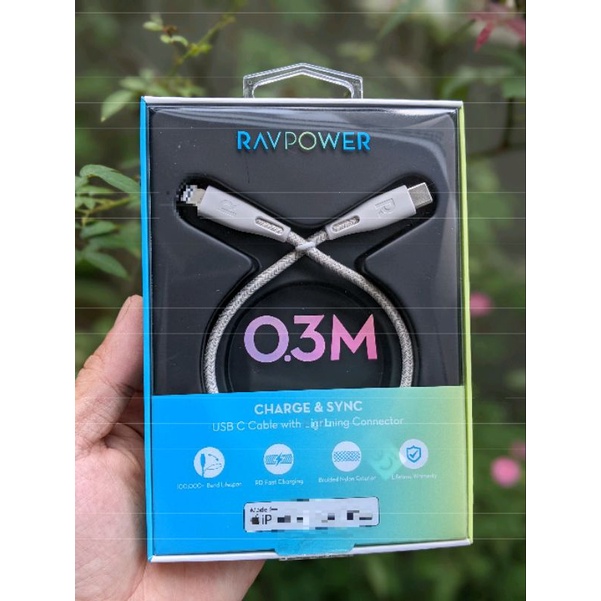 Cáp RAVPower C to L 0.3m RP-CB1003