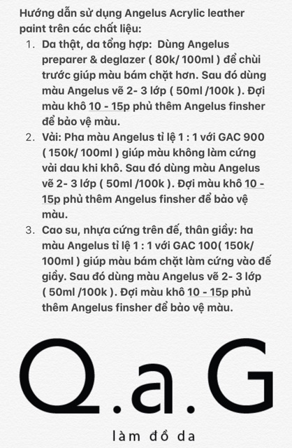 Set cơ bản 12 màu Angelus, bộ cọ, tẩy màu,gac 100, gac 900 và finisher