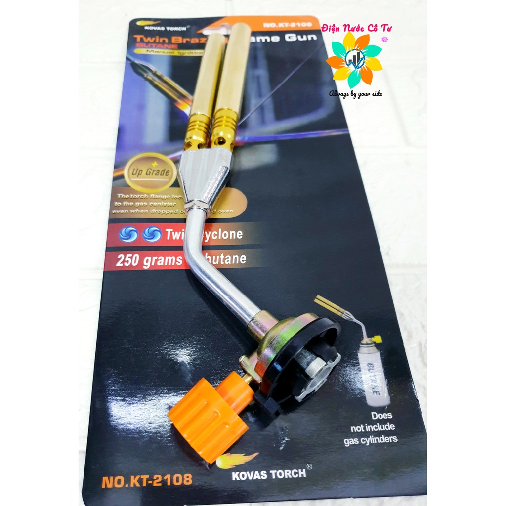 Khò gas đồng cao cấp 2 ống điếu KT2018