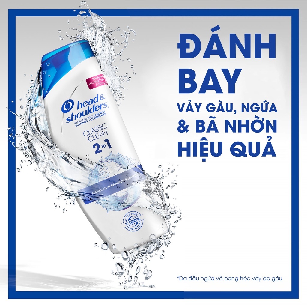 Dầu Gội &amp; Xả 2in1 Head&amp;Shoulders Mỹ 380/400ml - Hàng chính hãng, có tem phụ tiếng việt