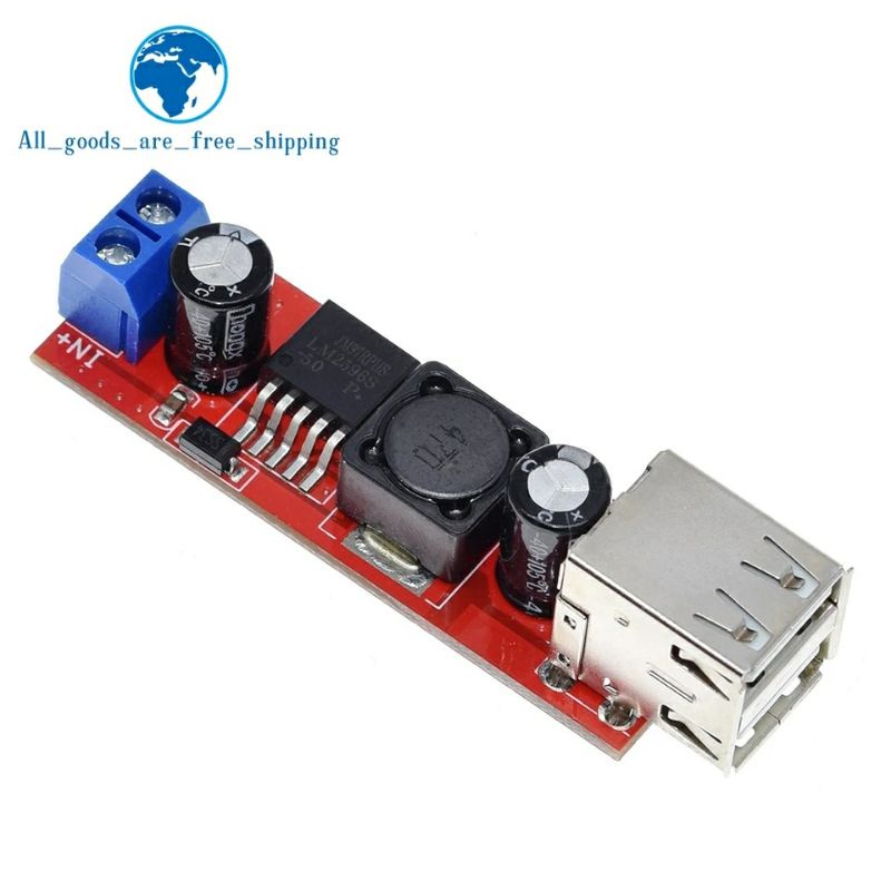 Module hạ áp 9V, 12V, 24V, 36V sang 5v - 3A chế sạc điện thoại cho máy cày, máy xúc, xe tăng