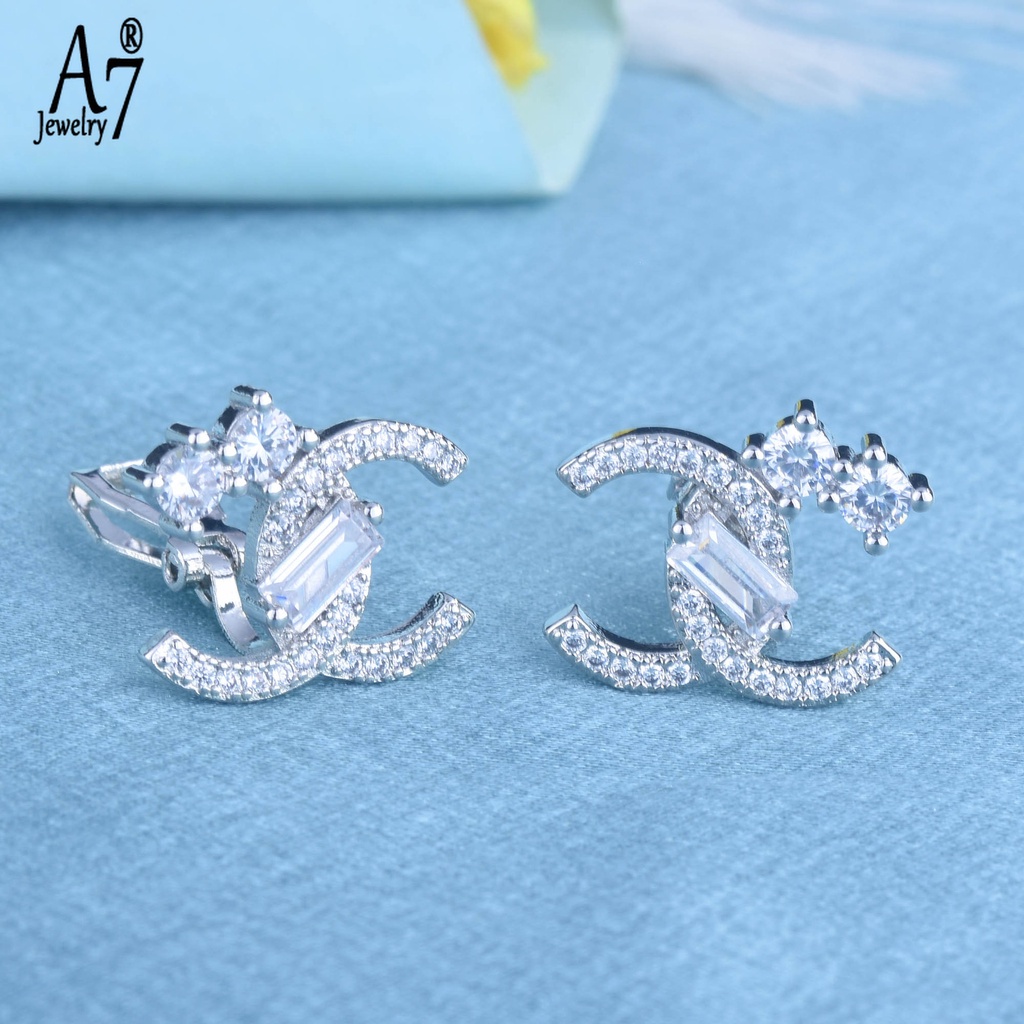 Bông tai bạc 925 hình chữ cái kiểu dáng thời trang