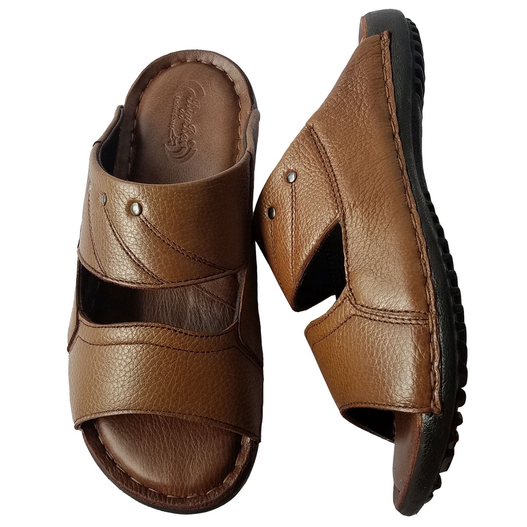 Dép Nam Quai Ngang Da Bò Thật BIGBEN Cao Cấp DN332