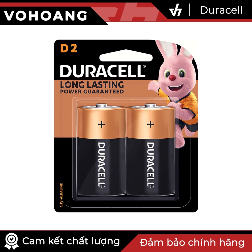 Vỉ 2 viên pin đại D Alkaline Duracell chính hãng