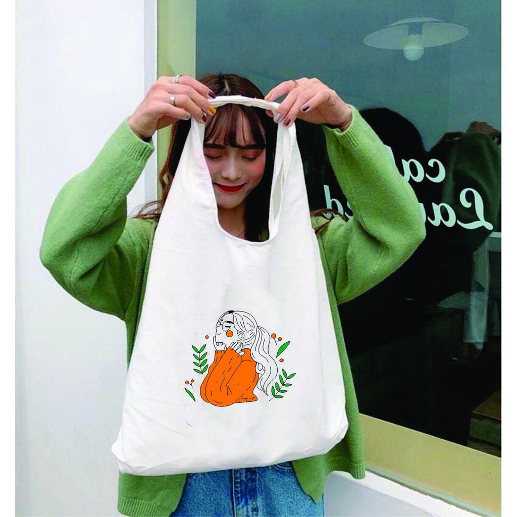 Túi tote vải bố đựng đồ canvas in hình cô gái cực xinh