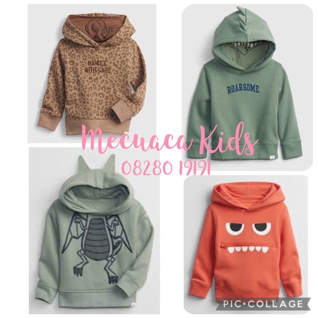 [6m-5y] Áo hoddie nỉ bông thu đông cho bé trai bé gái dư xịn