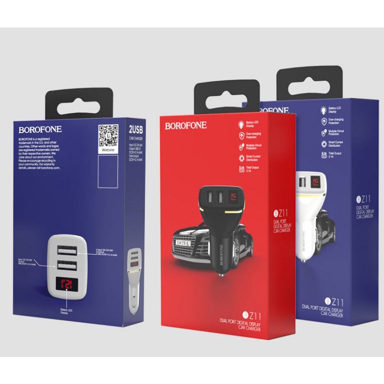 Cóc sạc xe hơi xe đa năng Borofone BZ11 2 cổng usb hàng chính hãng bền đẹp mắt nhỏ gọn sang trọng