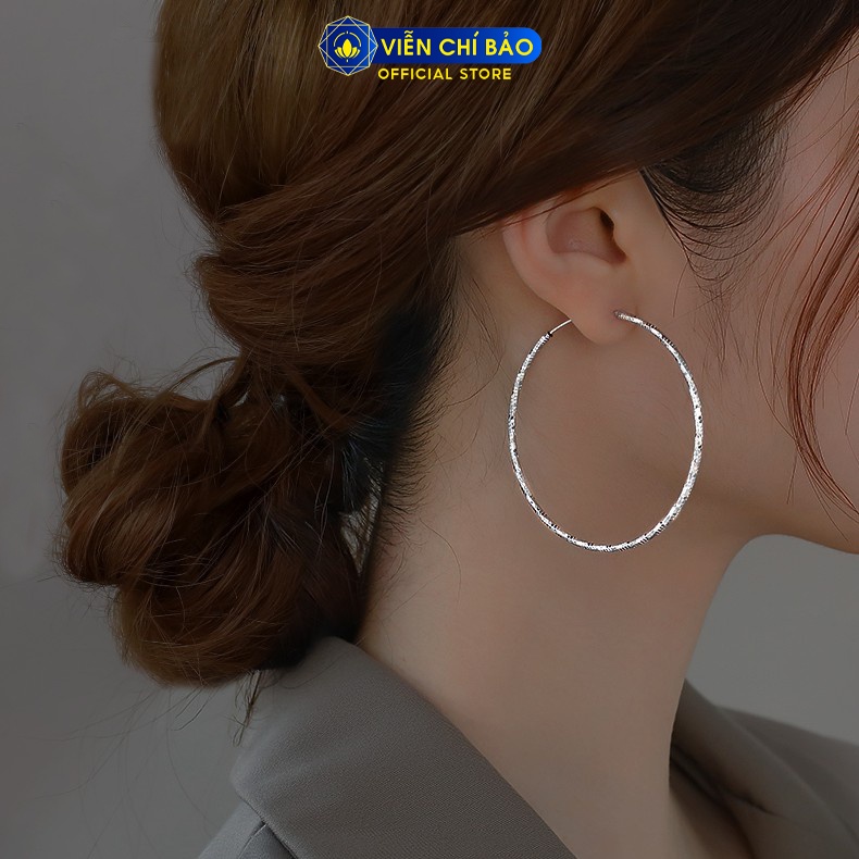 Bông tai bạc nữ Tròn Trơn cá tính 5cm trơn chất liệu bạc 925 thời trang phụ kiện trang sức nữ Viễn Chí Bảo B400364x