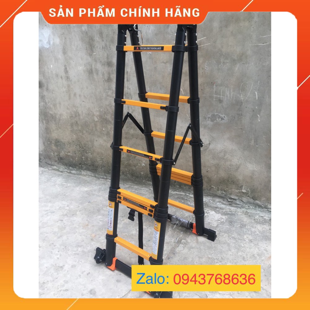 Thang nhôm rút đôi Chữ A (1.9M+1.9M) - Sơn tĩnh điện [Tặng 2 Chốt Thang]