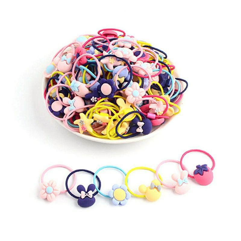 SET 10 DÂY BUỘC TÓC HOA QUẢ HOẠT HÌNH MIX NHIỀU MÀU | VIDEO THẬT | KISS PLAZA