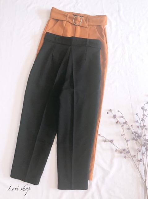 Quần tây baggy kèm nịt khoen tròn Lovi