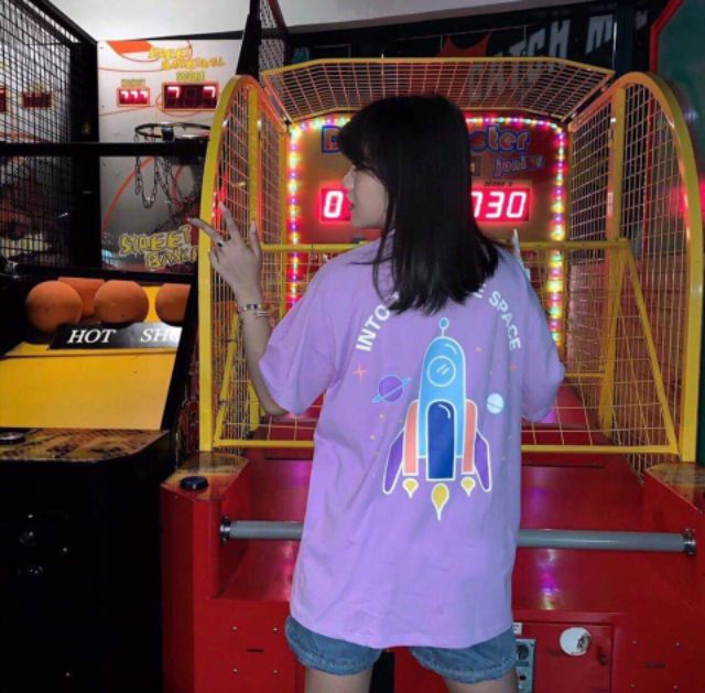 Áo Thun Unisex Tím Hottrend Tên Lửa Hình Thật