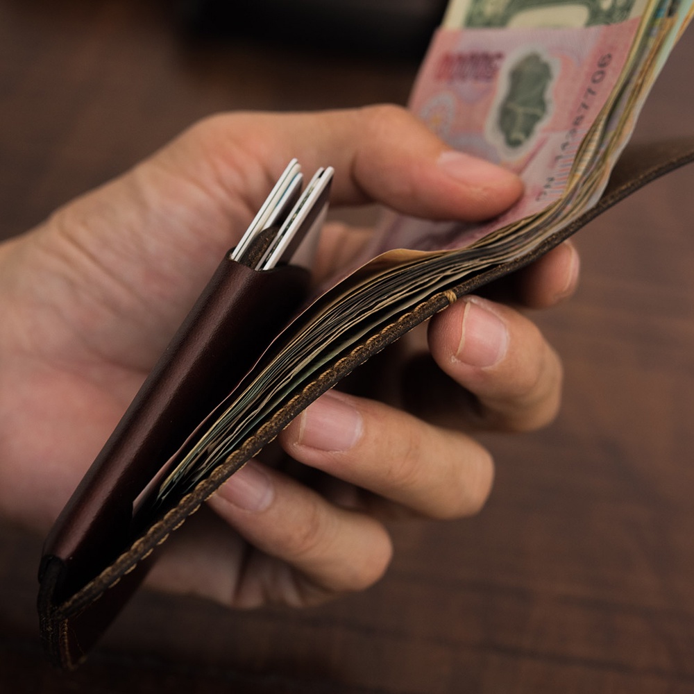 Ví nam mini AD14, ví sen da bò cao cấp, bóp nam thiết kế nhỏ gọn đơn giản, bảo hành da 06 tháng - Adonis Leather