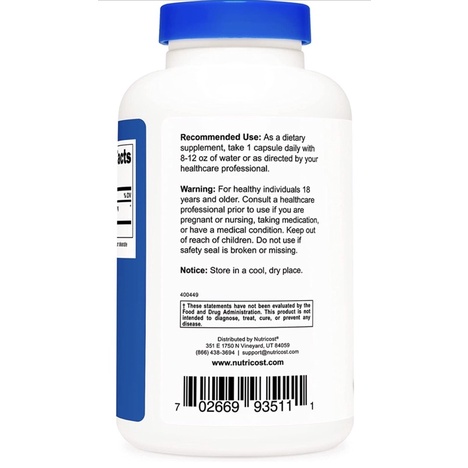 Viên uống bổ não Nutricost Ginkgo Biloba 120mg, 240 viên USA
