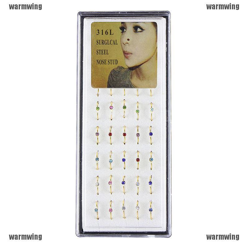 Set 40 Khuyên Mũi Thép Không Gỉ Đính Đá Cá Tính