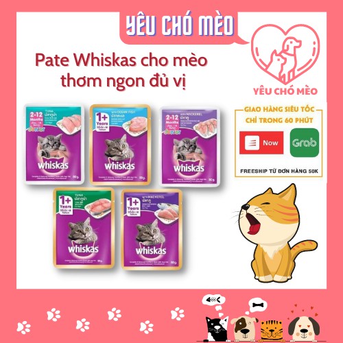 [Mã PET50K giảm Giảm 10% - Tối đa 50K đơn từ 250K] Pate mèo whiskas 85g - Pate cho mèo con và mèo trưởng thành