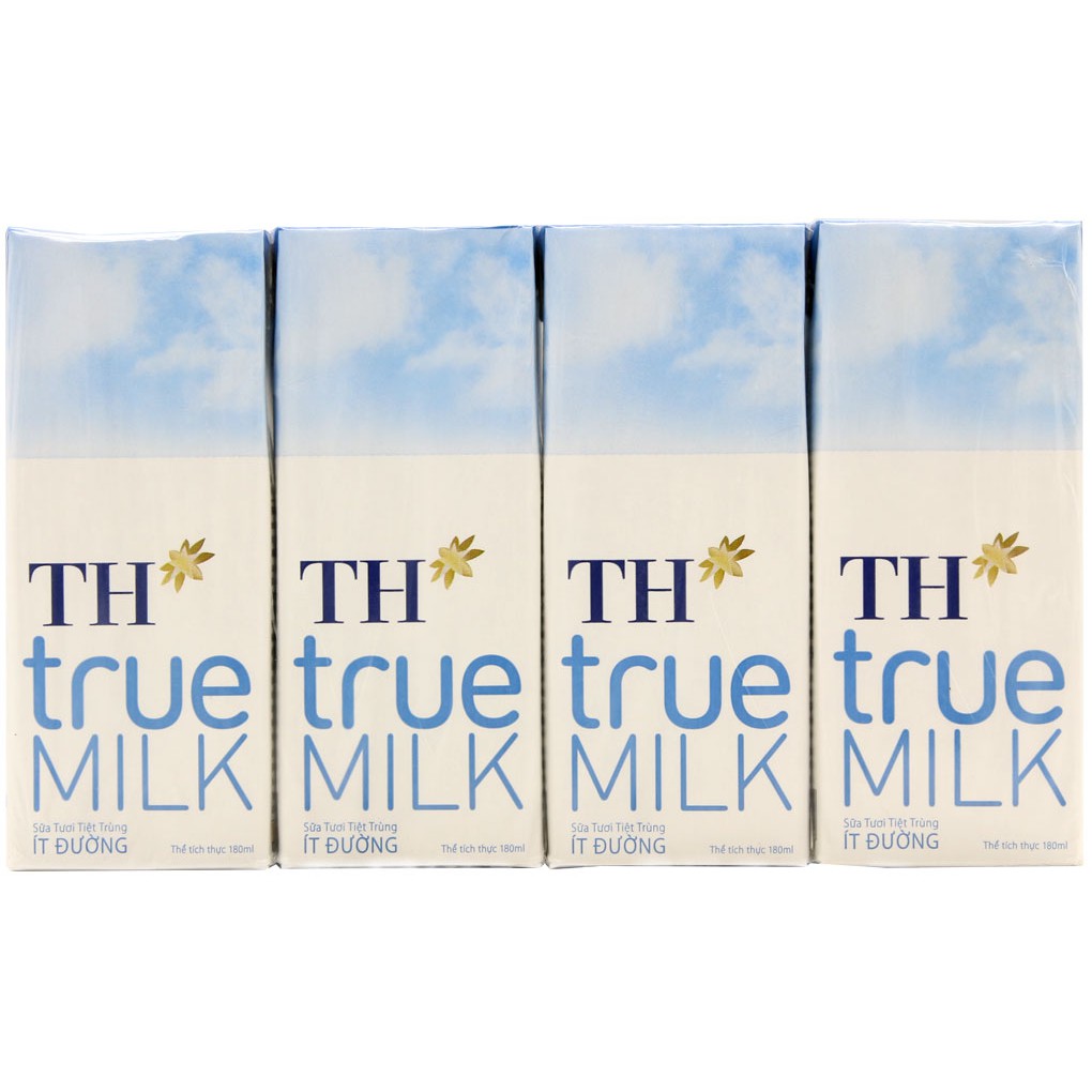 Sữa tươi tiệt trùng TH True Milk Ít Đường hộp 180ml (4 hộp) &quot;GIÁ BÁN ĐÃ TRỪ KHUYẾN MÃI&quot;