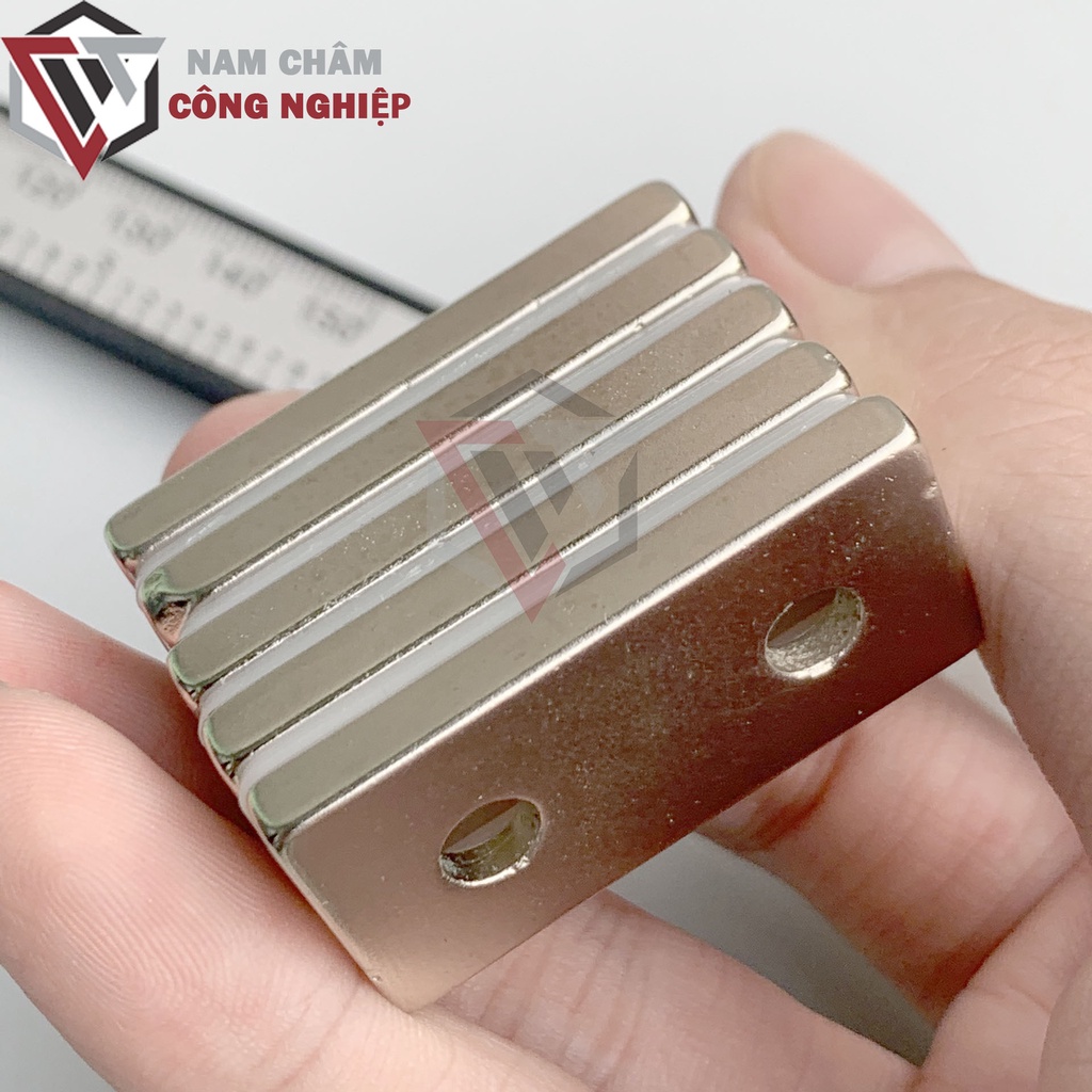 Nam châm chữ nhật 40x20x5mm 2 lỗ bắt vít nam châm giá rẻ