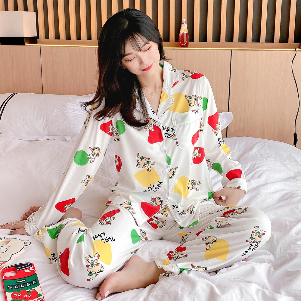 Bộ đồ ngủ SUGEMIUSI in nhiều họa tiết dễ thương thoải mái cho nữ