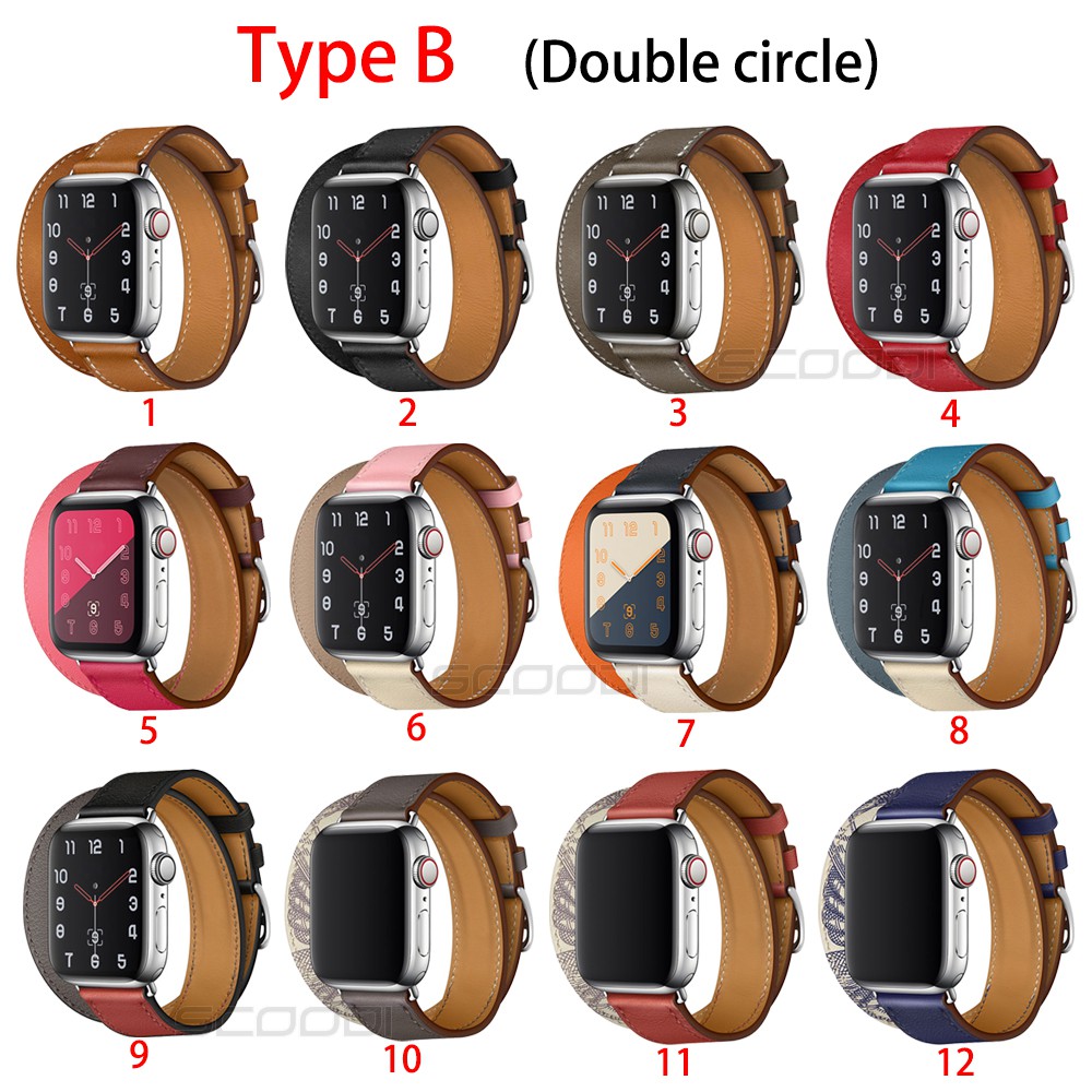 Dây đeo bằng da thật cho đồng hồ thông minh for Apple Watch Series 1 2 3 4 5 SE 6 38mm 42mm 40mm 44mm