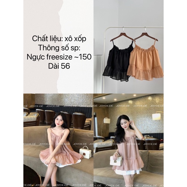 ÁO KIỂU HAI DÂY JOYCE TOP thiết kế form rộng oversize chất vải xô xốp mỏng mặc đi chơi hẹn hò style tiểu thư