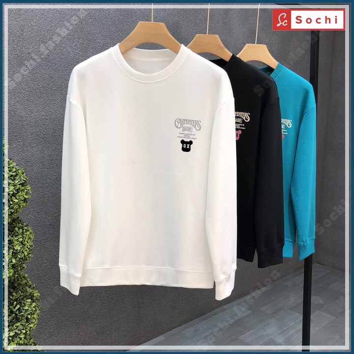 Áo nỉ nam Hàn Quốc, áo nam sweater cổ tròn dáng rộng mềm mịn in OX mã SW60.0