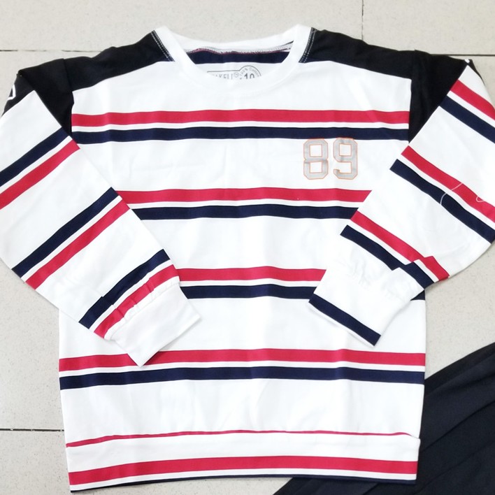 Bộ thun cotton sọc tay dài cho bé trai khi trời lạnh size đại