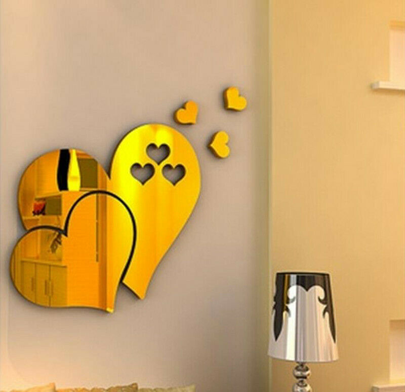 Sticker Dán Tường Họa Tiết 3d Hình Trái Tim Dùng Trong Trang Trí Phòng