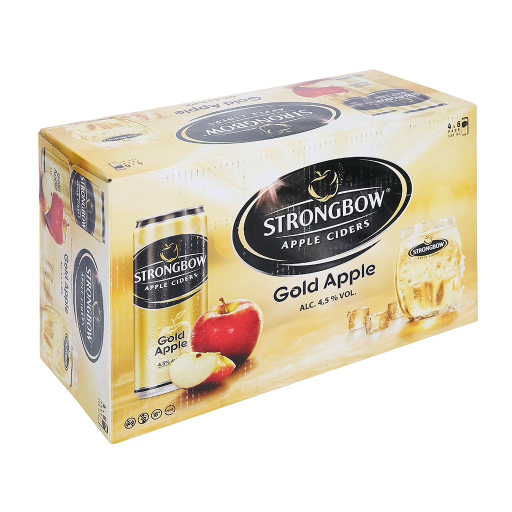 Thùng 24 Lon Strongbow 330ml. Nhiều vị: Mật ong - Táo - Dâu - Dâu đen