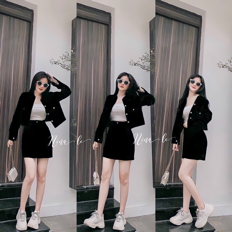 55-90kg Bigsize SET 3 MÓN ÁO BLAZER + VÁY A MÓN THỜI TRANG