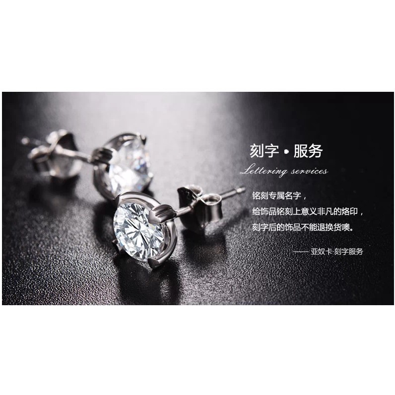 Đôi bông tai đính đá bốn chấu hình trái tim mạ bạc xinh xắn cho nữ