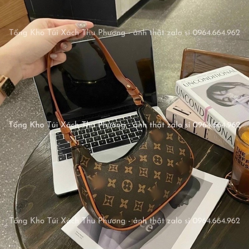 Túi kẹp nách hoạ tiết hoa nâu eo vỳ dáng thuyền siêu dễ thương - 2 size cho mẹ và bé
