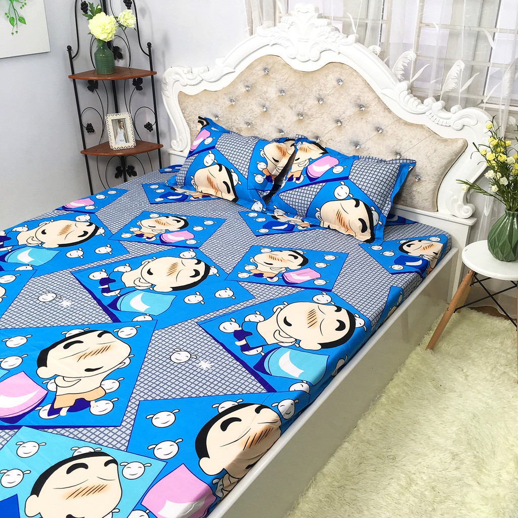 Bộ Ga Gối Cotton Poly Mẫu CU SHIN Cho Bé Trai Tinh Nghịch Hồn Nhiên