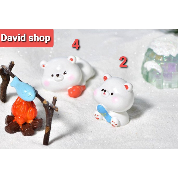 Mô hình gia đình gấu bắc cực- terrarium- decor trang trí