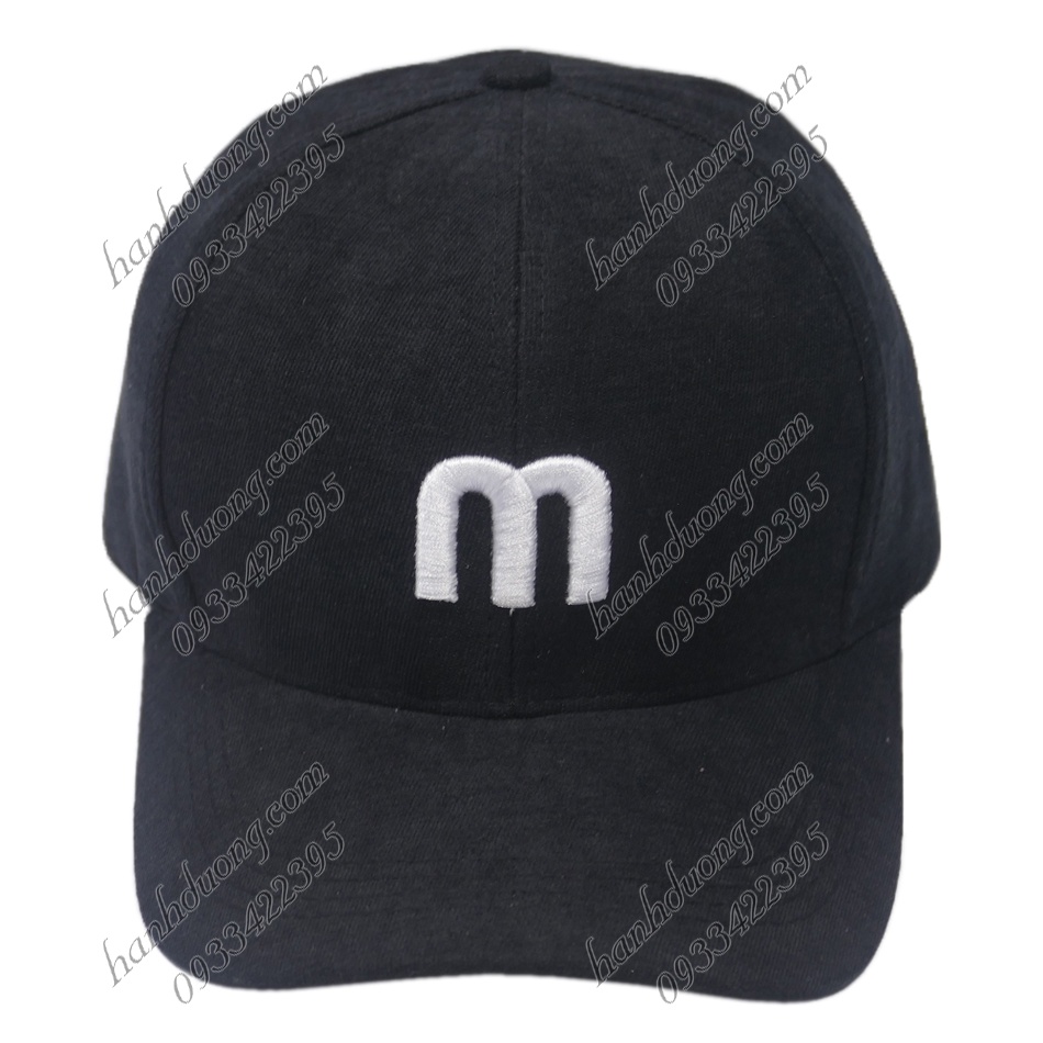 Mũ lưỡi trai M nón kết nhung thêu chữ M phong cách UIzzang form unisex nam nữ thời trang
