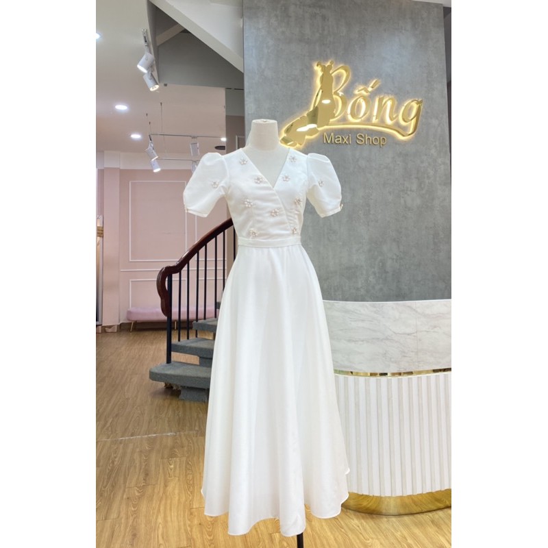 BỐNG MAXISHOP - DC475 - Váy Cưới PN Trắng Đính Đá 6 Cánh