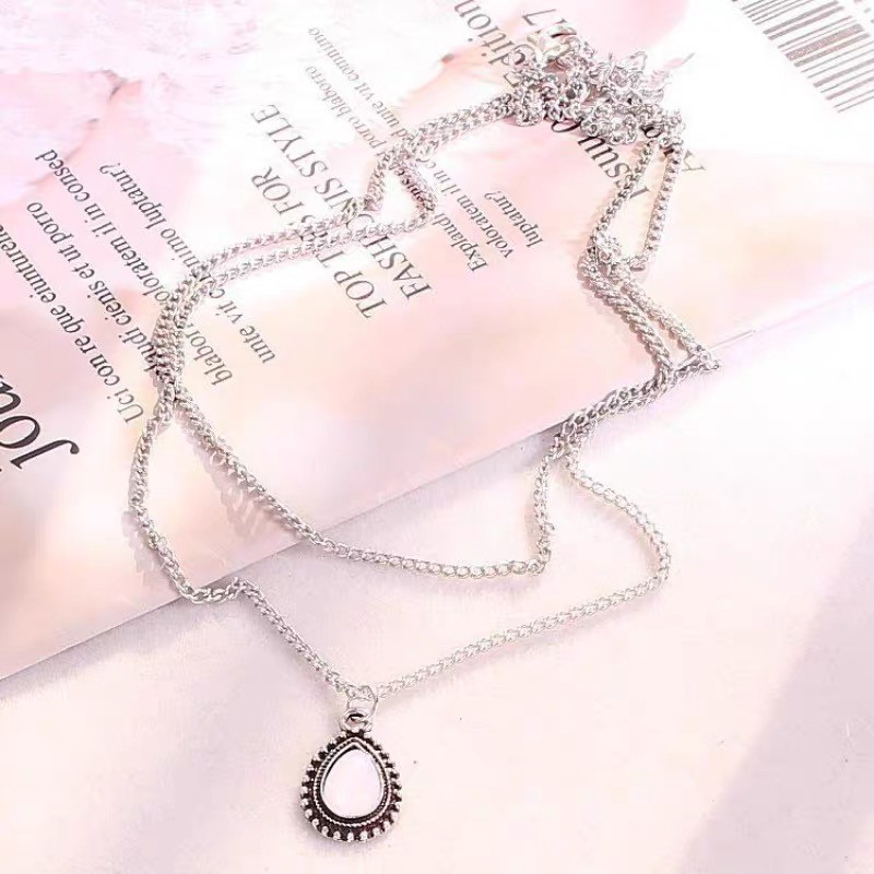 Teardrop Necklace 2 Layer dây chuyền giọt nước đính đá 2 lớp