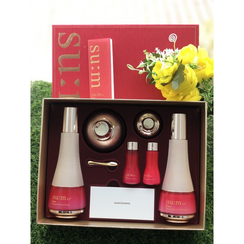 Set su:m 37 đỏ fleur rengenrative Set dưỡng sum đỏ chống lão hóa, phục hồi da hư tổn