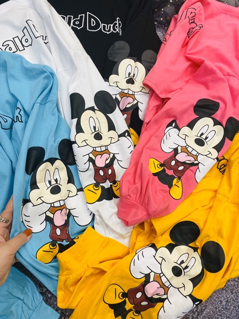 Áo Thun Croptop tay dài, hình Mickey?